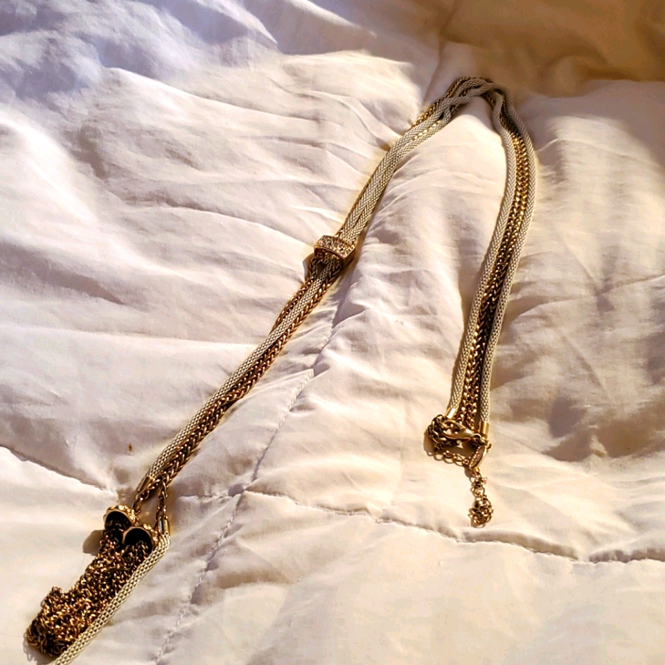 Tassel Goldtone White Lariat Necklace By Natasha 18$